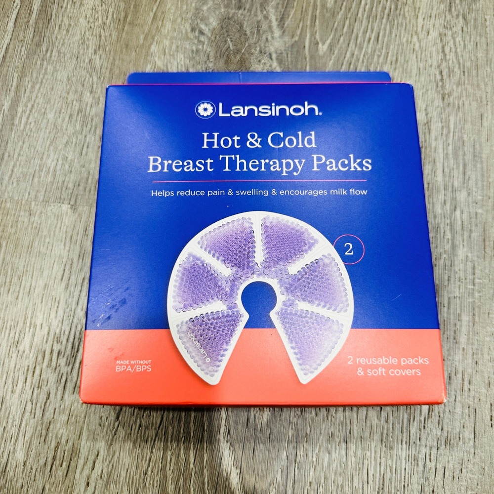 Lansinoh Hot & Cold Breast Therapy Packs 2 Reusable Packs & Soft Covers BPA Free